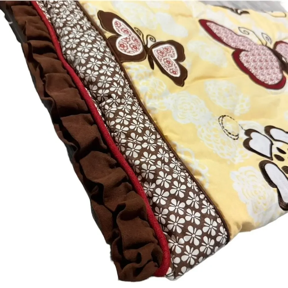 COCALO © Butterflies & Flowers Yellow & Brown Baby Nursery Large Sham 37” x‎ 20”